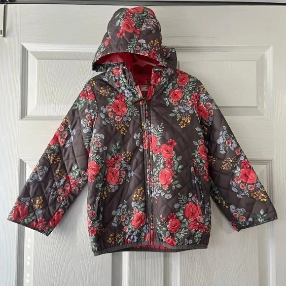 CARTER’S Kids Girl's M 5/6 Quilted Lightweight Lined Hooded Full Zip Jacket - Picture 1 of 7